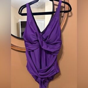 Smismivo Tummy Control Swimsuits Women Slimming One Piece Bathing Suit Retro 2XL
